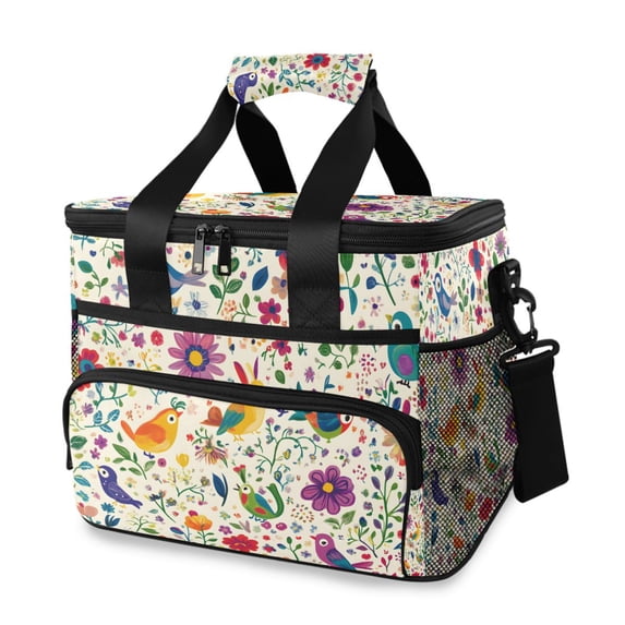 FORMRS Insulated Cooler Bag 24 Cans Capacity Soft Leakproof Lunch Box with Side Pockets, Purple Cartoon Animals