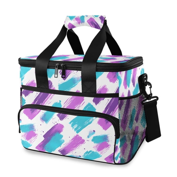 FORMRS Insulated Cooler Bag 24 Cans Capacity Soft Leakproof Lunch Box with Side Pockets, Purple Drawing