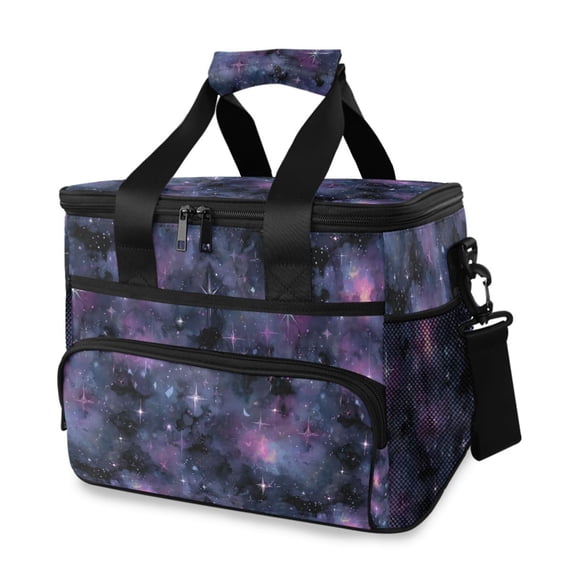 FORMRS Insulated Cooler Bag 24 Cans Capacity Soft Leakproof Lunch Box with Side Pockets, Purple Sky Pattern