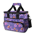 thumbnail image 1 of FORMRS Insulated Cooler Bag 24 Cans Capacity Soft Leakproof Lunch Box with Side Pockets, Purple Wildflowers Pattern, 1 of 7