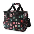 thumbnail image 1 of FORMRS Insulated Cooler Bag 24 Cans Capacity Soft Leakproof Lunch Box with Side Pockets, Red Block Pattern, 1 of 7