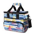 thumbnail image 1 of FORMRS Insulated Cooler Bag 24 Cans Capacity Soft Leakproof Lunch Box with Side Pockets, Red Hand Drawn Sailboats, 1 of 7