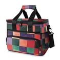 thumbnail image 1 of FORMRS Insulated Cooler Bag 24 Cans Capacity Soft Leakproof Lunch Box with Side Pockets, Red and Purple Plaid Pattern, 1 of 7