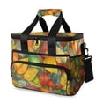thumbnail image 1 of FORMRS Insulated Cooler Bag 24 Cans Capacity Soft Leakproof Lunch Box with Side Pockets, Retro Autumn Leaves, 1 of 7
