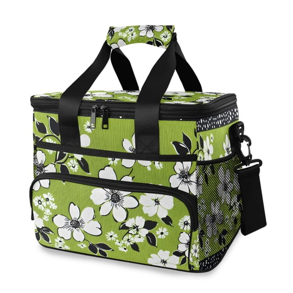 FORMRS Insulated Cooler Bag 24 Cans Capacity Soft Leakproof Lunch Box with Side Pockets, Retro Floral