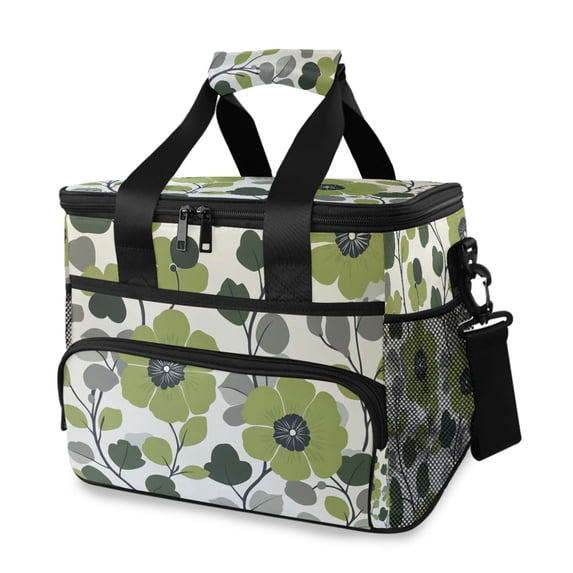 FORMRS Insulated Cooler Bag 24 Cans Capacity Soft Leakproof Lunch Box with Side Pockets, Retro Flower Print