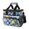 thumbnail image 1 of FORMRS Insulated Cooler Bag 24 Cans Capacity Soft Leakproof Lunch Box with Side Pockets, Retro Plaid Lemon, 1 of 7