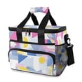 thumbnail image 1 of FORMRS Insulated Cooler Bag 24 Cans Capacity Soft Leakproof Lunch Box with Side Pockets, Retro Simple Shapes, 1 of 7