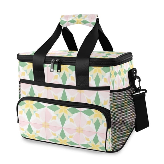 FORMRS Insulated Cooler Bag 24 Cans Capacity Soft Leakproof Lunch Box with Side Pockets, Retro Yellow Stars