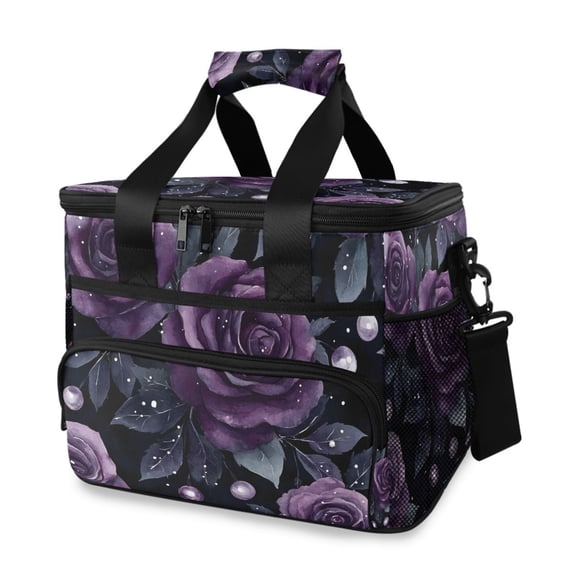 FORMRS Insulated Cooler Bag 24 Cans Capacity Soft Leakproof Lunch Box with Side Pockets, Roses and Pearls