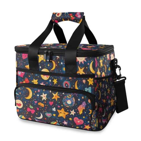 FORMRS Insulated Cooler Bag 24 Cans Capacity Soft Leakproof Lunch Box with Side Pockets, Small Space Pattern
