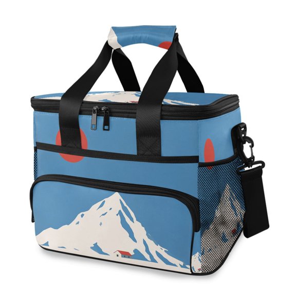 FORMRS Insulated Cooler Bag 24 Cans Capacity Soft Leakproof Lunch Box with Side Pockets, Snow Mountain