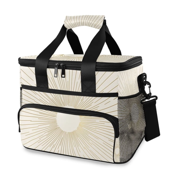 FORMRS Insulated Cooler Bag 24 Cans Capacity Soft Leakproof Lunch Box with Side Pockets, Sunshine
