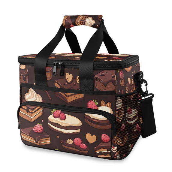 FORMRS Insulated Cooler Bag 24 Cans Capacity Soft Leakproof Lunch Box with Side Pockets, Sweet Cakes