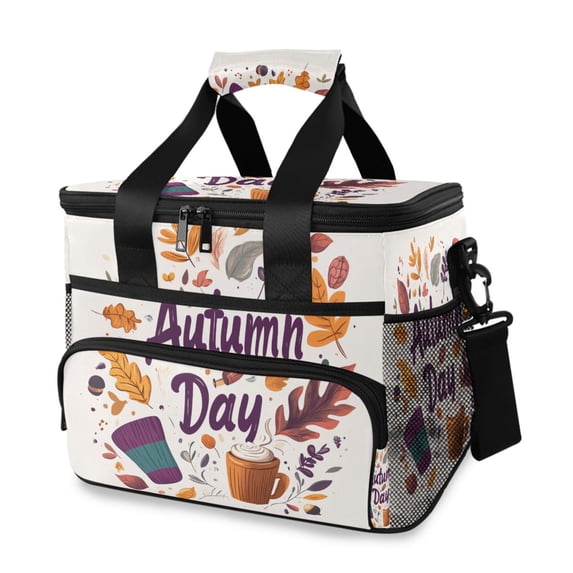 FORMRS Insulated Cooler Bag 24 Cans Capacity Soft Leakproof Lunch Box with Side Pockets, Warm Autumn Day