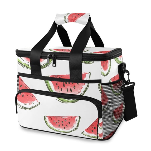 FORMRS Insulated Cooler Bag 24 Cans Capacity Soft Leakproof Lunch Box with Side Pockets, Watermelon Pattern
