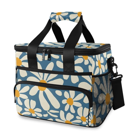 FORMRS Insulated Cooler Bag 24 Cans Capacity Soft Leakproof Lunch Box with Side Pockets, Whimsy Daisy Pattern