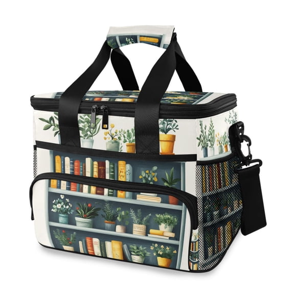 FORMRS Insulated Cooler Bag 24 Cans Capacity Soft Leakproof Lunch Box with Side Pockets, White Shelf