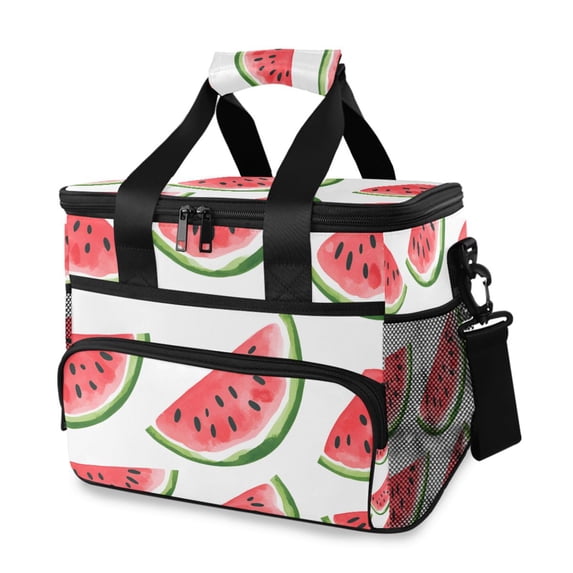 FORMRS Insulated Cooler Bag 24 Cans Capacity Soft Leakproof Lunch Box with Side Pockets, White Watermelon