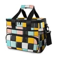 thumbnail image 1 of FORMRS Insulated Cooler Bag 24 Cans Capacity Soft Leakproof Lunch Box with Side Pockets, Yellow Checkered Pattern, 1 of 7