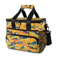 thumbnail image 1 of FORMRS Insulated Cooler Bag 24 Cans Capacity Soft Leakproof Lunch Box with Side Pockets, Yellow Sardines Pattern, 1 of 7