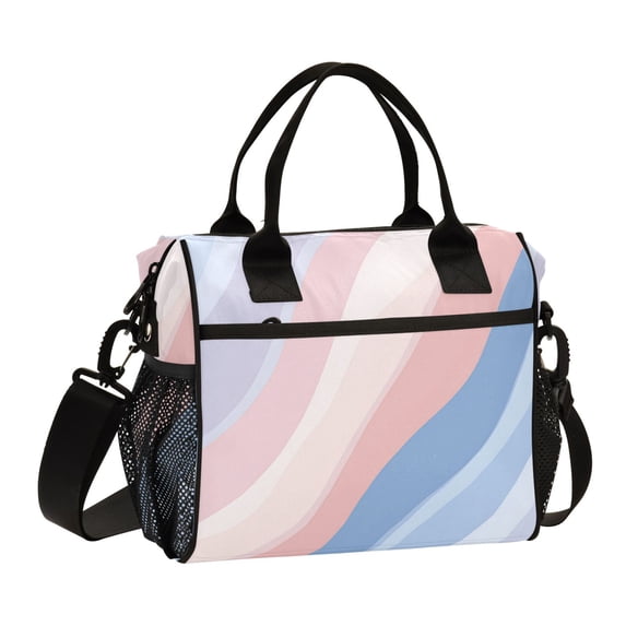 FORMRS Insulated Lunch Bag for Work School Unisex Large Capacity Cooler with Shoulder Strap, Abstract Blue