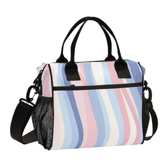 FORMRS Insulated Lunch Bag for Work School Unisex Large Capacity Cooler with Shoulder Strap, Abstract Pink