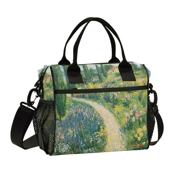 FORMRS Insulated Lunch Bag Unisex Large Capacity with Shoulder Strap, Art Garden Scene