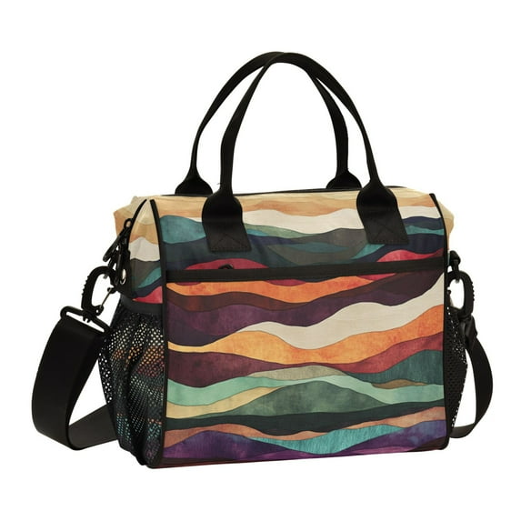 FORMRS Insulated Lunch Bag Unisex Large Capacity with Shoulder Strap, Artistic Desert Pattern