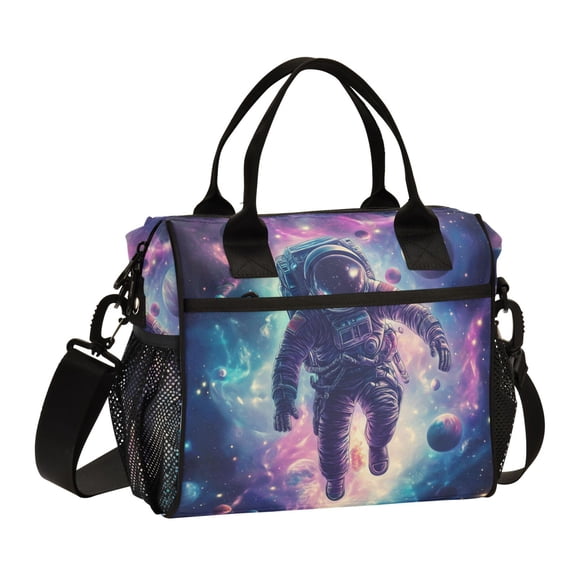 FORMRS Insulated Lunch Bag for Work School Unisex Large Capacity Cooler with Shoulder Strap, Astronaut Pattern