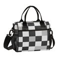thumbnail image 1 of FORMRS Insulated Lunch Bag Unisex Large Capacity with Shoulder Strap, Black and Gray Plaid Pattern, 1 of 6