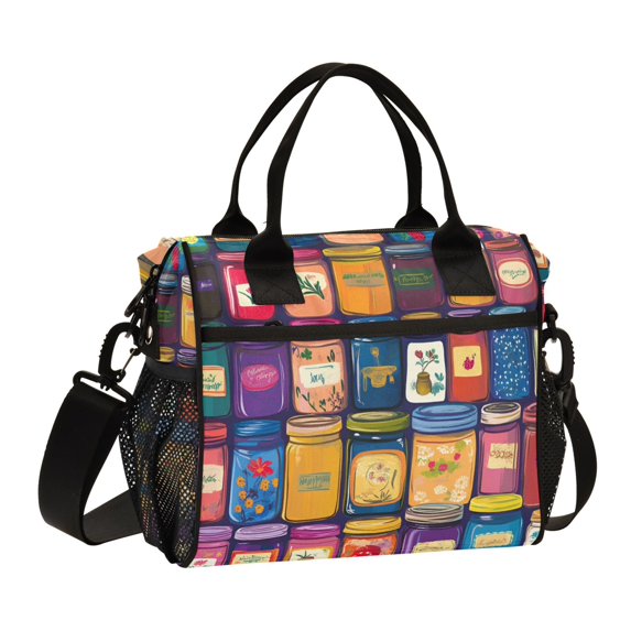 FORMRS Insulated Lunch Bag for Work School Unisex Large Capacity Cooler with Shoulder Strap, Blue Jam