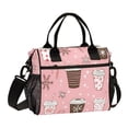 thumbnail image 1 of FORMRS Insulated Lunch Bag Unisex Large Capacity with Shoulder Strap, Brown Hand Drawn Cups, 1 of 6