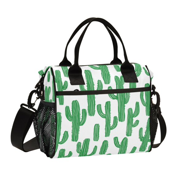 FORMRS Insulated Lunch Bag Unisex Large Capacity with Shoulder Strap, Cactus Pattern