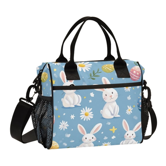 FORMRS Insulated Lunch Bag for Work School Unisex Large Capacity Cooler with Shoulder Strap, Cartoon Easter Bunnies