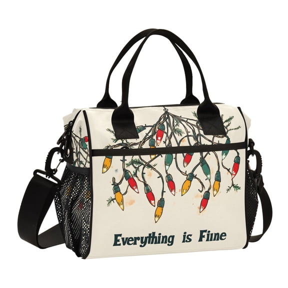 FORMRS Insulated Lunch Bag for Work School Unisex Large Capacity Cooler with Shoulder Strap, Christmas Light