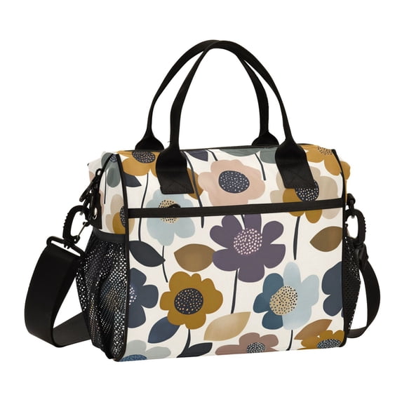 FORMRS Insulated Lunch Bag for Work School Unisex Large Capacity Cooler with Shoulder Strap, Colorful Floral