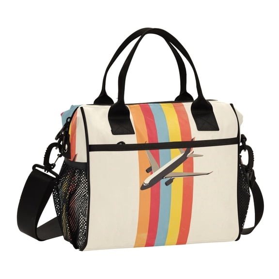FORMRS Insulated Lunch Bag Unisex Large Capacity with Shoulder Strap, Colorful Plane
