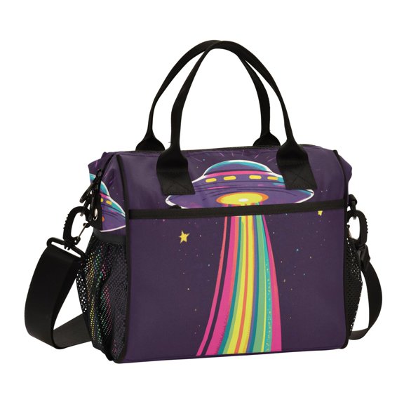 FORMRS Insulated Lunch Bag Unisex Large Capacity with Shoulder Strap, Colorful UFO
