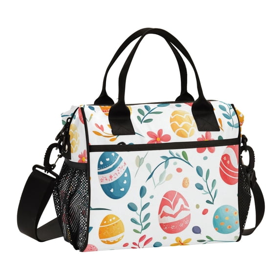 FORMRS Insulated Lunch Bag Unisex Large Capacity with Shoulder Strap, Cute Easter Eggs
