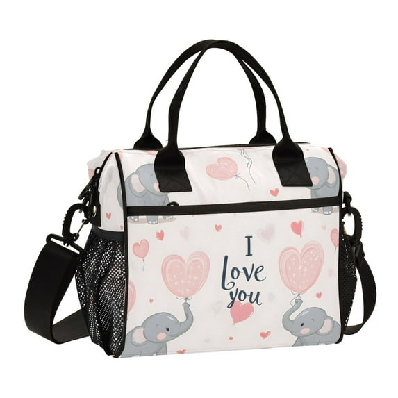 FORMRS Insulated Lunch Bag Unisex Large Capacity with Shoulder Strap, Cute Elephant