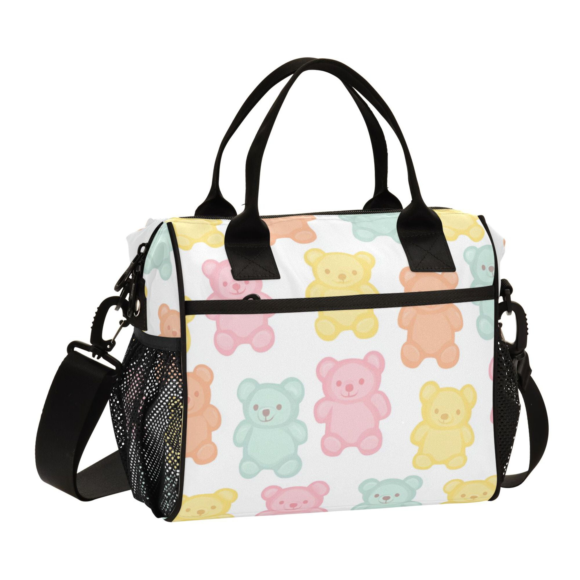 FORMRS Insulated Lunch Bag Unisex Large Capacity with Shoulder Strap, Cute Gummy Bears Pattern