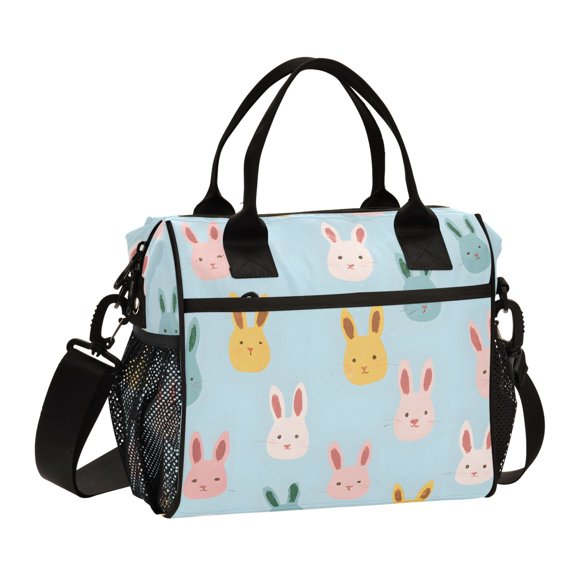 FORMRS Insulated Lunch Bag Unisex Large Capacity with Shoulder Strap, Cute Rabbits