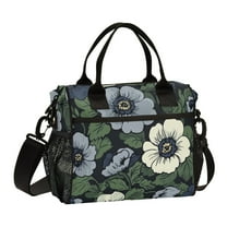 FORMRS Insulated Lunch Bag Unisex Large Capacity with Shoulder Strap, Dark Floral