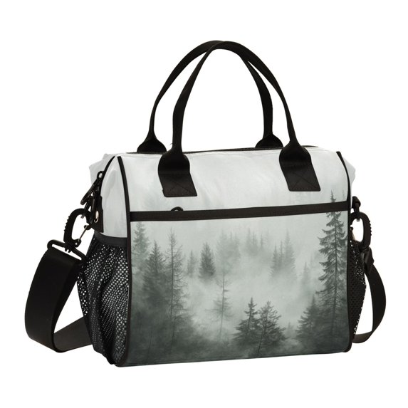 FORMRS Insulated Lunch Bag for Work School Unisex Large Capacity Cooler with Shoulder Strap, Foggy Forest