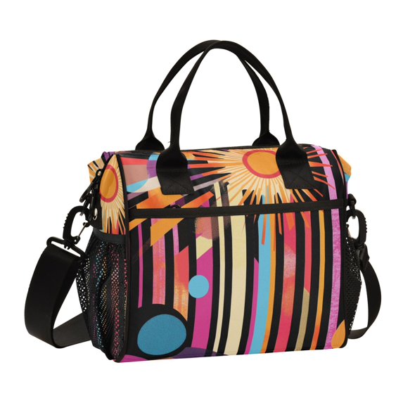 FORMRS Insulated Lunch Bag for Work School Unisex Large Capacity Cooler with Shoulder Strap, Futuristic Sun