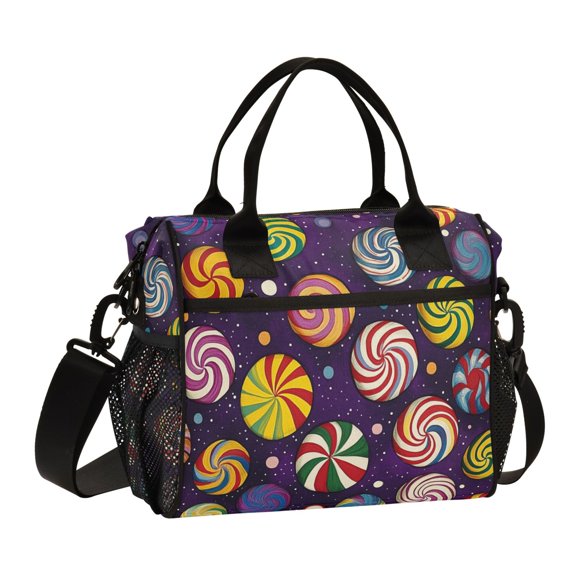 FORMRS Insulated Lunch Bag Unisex Large Capacity with Shoulder Strap, Galactic Candy