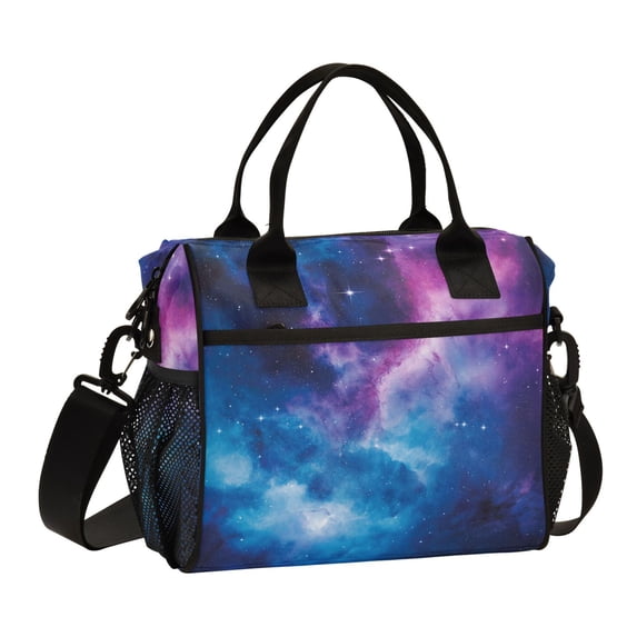 FORMRS Insulated Lunch Bag Unisex Large Capacity with Shoulder Strap, Galaxy Pattern