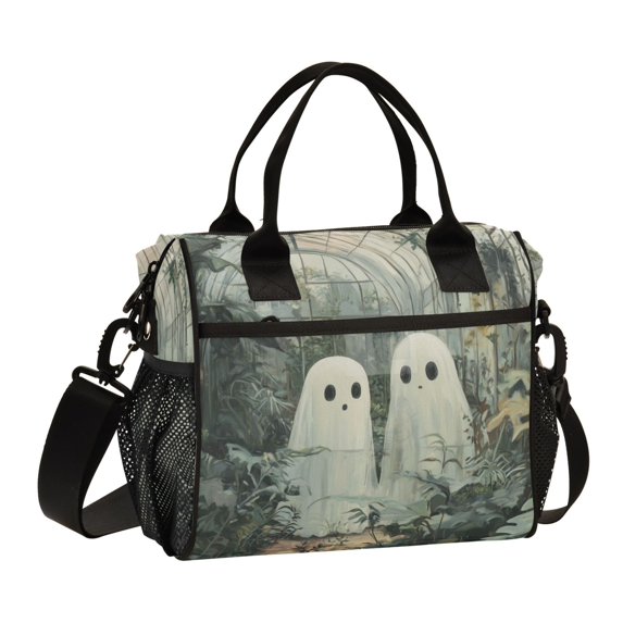 FORMRS Insulated Lunch Bag for Work School Unisex Large Capacity Cooler with Shoulder Strap, Ghosts Playing in A Garden