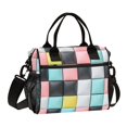 thumbnail image 1 of FORMRS Insulated Lunch Bag for Work School Unisex Large Capacity Cooler with Shoulder Strap, Gray Checkered Pattern, 1 of 6